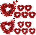 Suzile 12 Pcs Valentine Wreaths for Front Door Valentine's Day Red Heart Wreaths Decorations Tinsel Garlands with Foil Hearts Love Hanging Home Decoration by Suzile