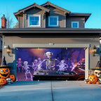 7x16ft Halloween Garage Door Cover for Double Garages Dancing Skeletons Musical Funny Hallows' Eve Party Decorations Halloween Garage Door Banner Backdrop for Photography - Image 4
