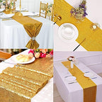12 Packs 12 X 72 Inch Gold Sequin Table Runner Glitter Dining Table Runner for Birthday Wedding Engagement Bridal Baby Shower Bachelorette Holiday Celebration Party Supplies Decorations (Gold) - Image 5