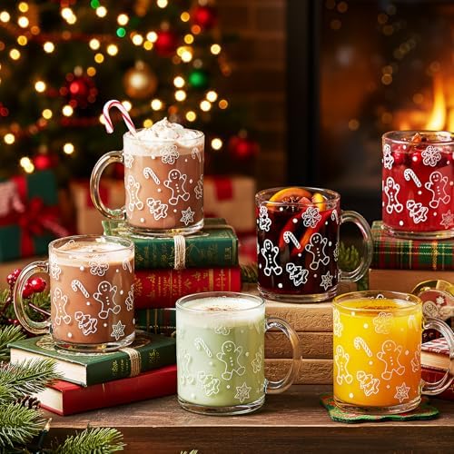 Maxcheck 6 Pack 12 oz Christmas Hot Chocolate Mugs Gingerbread Coffee Cups - Image 2