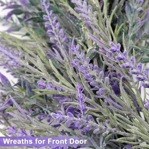 26 Inch Large Lavender Wreaths for Front Door Outside Summer Spring Wreaths for Front Door Floral Wreath All Season for Wedding Farmhouse Porch Wall Room Home Decor - Image 6