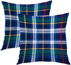 Batmerry Black Blue Throw Pillow Covers, Blue Scottish Tartan Red Decorative Pillow Covers Digital Printing Blended for Couch Sofa Bed Invisible Zipper 24X24 in(Set of 2) by Batmerry