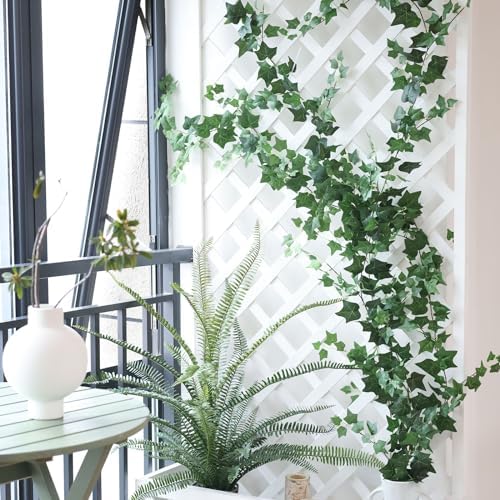 mizii 5 Pack 395" Artificial Vines Ivy Garland Fake Vine Realistic Silk Green Leaves Faux Hanging Plants Greenery Decoration for Outdoors Wedding Arch Party Indoor Mantle Bedroom Home Decor - Image 7
