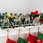 Set of 4 Deer Christmas Stocking Hangers for Mantel Xmas Stocking Hooks for Fireplace Mantle,Metal Free Standing Indoor Sleigh Stocking Holder for Christmas Decorations (Reindeer and Sleigh Set) - Image 6