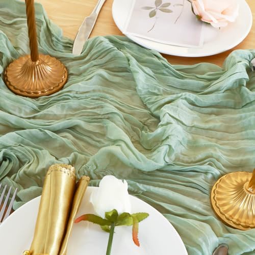 20 Pack Sage Green Cheesecloth Table Runner 120 Inch Boho Wedding Decor - Image 5