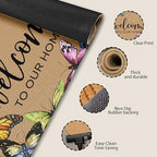 Butterfly Coco Coir Doormat Door Welcome to Our Home Mat for Home Entrance Front Door, Rustic Farmhouse Colorful Butterfly Welcome Floor Mats for Outdoor Outside Entryway 30X17 Inch - Image 7