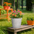Ceramic Flower Pots - 10 Inch Plant Pot with Drainage Hole and Saucer, Round Planter for Indoor Outdoor, Modern Planters, Large Flower Pot, Home Porch Garden Decor, Plant Lover Gifts, Grey - Image 5