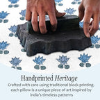 CPC Arctic Blue Hand Block Print 100% Cotton Ruffle Throw Pillow Cover 20x20 inch with Hidden Zipper Decorative for Couch, Bed, Sofa, Farmhouse, Cottagecore Decor Gift Christmas Fall Thanksgiving - Image 5