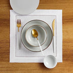 Solino Home 100% Pure Linen Placemats White Hemstitch, 14 x 14 in, Set of 4 - Image 2
