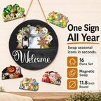 Interchangeable Welcome Sign for Front Door 12 Inch Round Seasonal Decor - Image 2