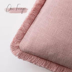 Foindtower Decorative Linen Fringe Throw Pillow Covers 22×22 Inch,Rose Pink - Image 3