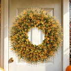 28'' Large Fall Boxwood Wreaths for Front Door Full Wreath (Orange) - Image 2