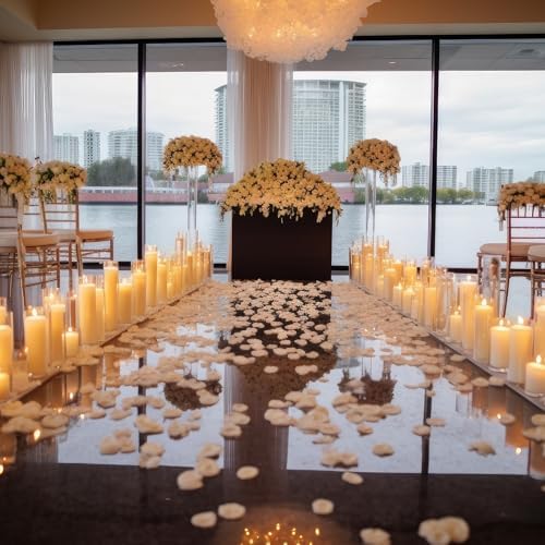 Shihanee 240 Pcs Pillar Candles & Glass Cylinder Holders Set,Ivory White - Image 6