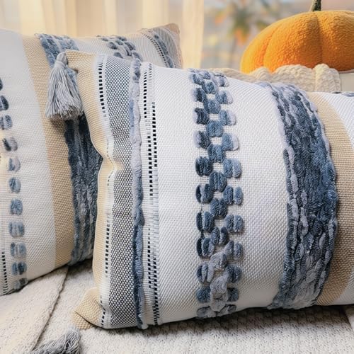PANOD Boho Long Lumbar Throw Pillow Cover 14 x 36 Grey, Chenille Morocan Extra Long Pillow Case Cover, Decorative Long Pillow for Bed Couch Sofa Farmhouse - Image 3