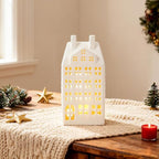 DN DECONATION Light Up Christmas Decor Village Set, White House with Lights - Image 5