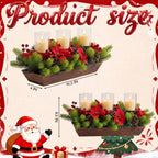 3 Pillar Christmas Table Centerpiece Christmas Candle Holder Artificial Poinsettia with Steel Base Frosted Arrangement for Home Decor - Image 2