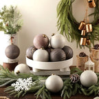 Yunlly 12 Pcs Neutral Christmas Ornament, Bronze Taupe Ivory, 4‘’ - Image 4