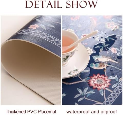 patdrea Designer Chinoiserie PVC Placemats Set of 6,12"x17"-Lanruoting B - Image 5
