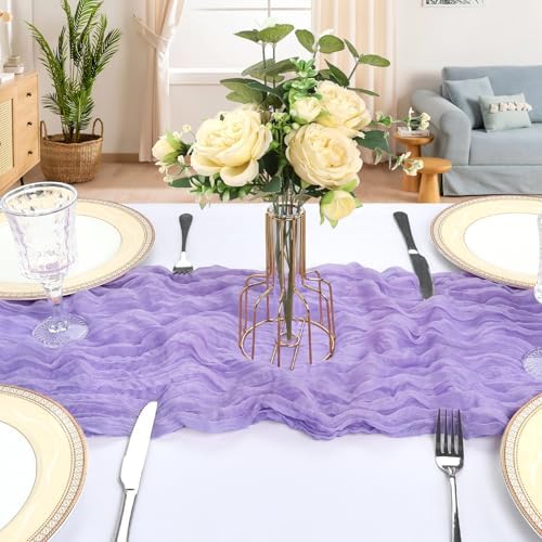 12 Pack 10Ft Lavender Purple Cheesecloth Table Runner 23 x 120 Inch - Image 4