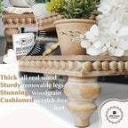 Felt Creative Home Goods Wooden Riser [Set of 3] Premium Farmhouse Risers | Beaded Wood Risers for Display | Handmade Wooden Risers for Decor | Vintage Tiered Stand | Decorative Footed Risers - Image 2