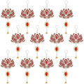 AHANDMAKER 12Pcs Lotus Flower Hanging Mixed Color Wooden Pooja Decoration 9.25 in Flower Shaped Backdrop Hanging for Diwali Home Temple Wall Room Decor Indian Pooja Items by AHANDMAKER