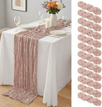 12 Pcs Dusty Pink Cheesecloth Table Runner 10Ft, Gauze Table Runners 21.5 x 120 inch,Semi Sheer Cheese Cloth Fabric Runner Bulk for Wedding,Party,Baby Shower,Bridal Shower by Yemosa