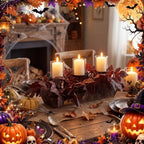 Fall Table Centerpiece Artificial Cimicifuga Leaves Candle Holder - Image 6