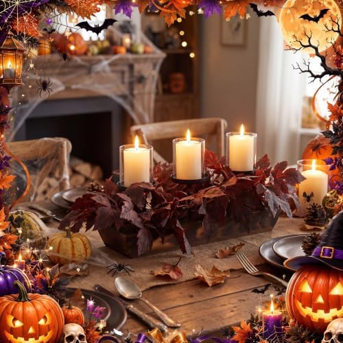 Fall Table Centerpiece Artificial Cimicifuga Leaves Candle Holder - Image 6