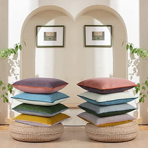 Set of 4 Velvet Throw Pillow Covers Soft Throw Pillow Cases 16x16 Inches Square Cushion Covers for Bed Couch Sofa Home Decorative - Image 2