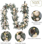 Valery Madelyn 6 Ft Christmas Garland with Lights for Mantle White Gold - Image 6