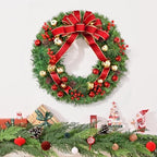 20 Inch Christmas Wreath with Lights, Realistic Large Christmas Door Wreath - Image 2