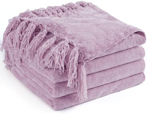 Chenille Throw Blanket for Couch 50" x 60", Lavender by LONGCREATE