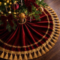 Roowest 48 Inch Burgundy Christmas Tree Skirt Velvet,Vintage Round by Roowest