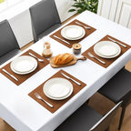 MOSAYT Vinyl Faux Leather Placemats, Set of 12, Reddish Brown - Image 2