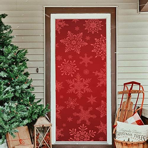 Qilmy Christmas Snowflakes Christmas Door Covers Front Door Christmas Decoration Washable Door Sign Banner Holiday Home Decorations 35X79 Inch - Image 6