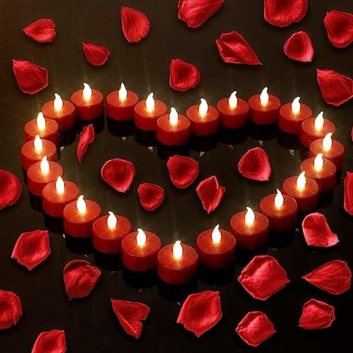 100 Pack Flameless LED Tea Lights Candles Flickering 200+ Hours Red by Biyanuo
