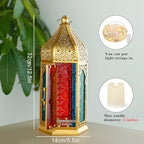 TRIROCKS Moroccan Lantern – 12'' Gold Hexagonal Candle Lantern with Tempered Glass & Hollow-Out Design, Decorative Indoor Outdoor Ramadan Lantern for Garden Yard Patio Wedding Parties Events - Image 4