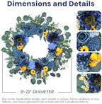 22'' Autumn Wreath for Front Door Decor,Sunflowers with Berry Accents - Image 3