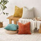 MIULEE Decorative Chenille Fall Pillow Covers Orange Teal 20x20 Pack of 4 - Image 5