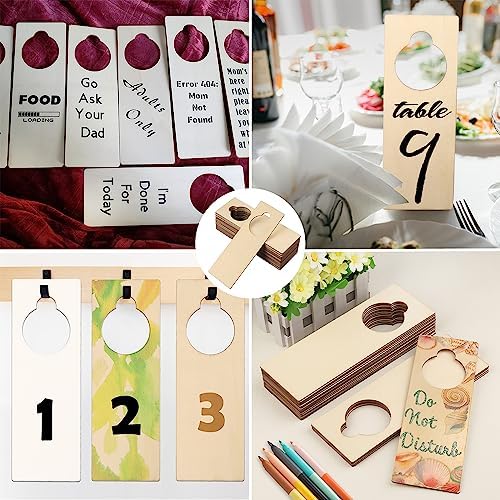 50 Pieces Unfinished Wood Door Knob Hangers, 8.7 x 3.15 x 0.1 Inch, Door Knob Signs for Painting, DIY Craft, Home, Office Hotel Decoration, Business Use, Arts and Crafts - Image 7