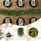 N&T NIETING 9FT Christmas Norfolk Pine Garland Real Touch Artificial Greenery Garlands Faux Winter Garland for Mantle Fireplace Table Stair Front Door Indoor Outdoor Holiday Xmas Decorations (1 Pcs) - Image 3