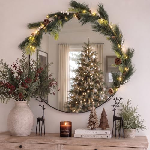 Suncalla 4 ft Pine Needles Christmas Mirror Garland with Light by Unknown