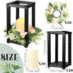 Hushee 30 Pcs Wooden Wedding Lantern Centerpiece Candles Wreaths Set,Black - Image 2
