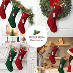 Hommtina Christmas Stockings, Personalized Christmas Stockings 18 Inches Large Size Cable Knitted Stocking Gifts (6pcs red&Green) - Image 5