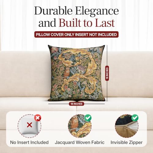 William Morris Owl and Pigeon Tapestry Throw Pillow Cover 18 x 18 in - Image 2