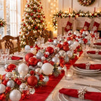 2 Pcs 15 ft Christmas Ball Ornament Garland, Red, White, Silver - Image 4