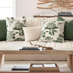 Foindtower Set of 2 Linen Floral Throw Pillow Covers Neutral Vintage Print Decorative Cozy Cushion Covers Farmhouse Boho Home Decor for Sofa Chair Couch Bedroom Living Room,22×22 Inch,Dark Green - Image 6