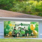 13x6 ft St. Patrick’s Day Truck Garage Door Banner - Green Truck with Shamrocks & “Happy St. Patrick‘s Day” Backdrop, Hanging Holiday Decor for March 17th Irish Party Outdoor Wall Sign - Image 3