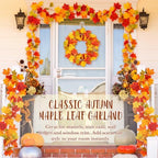 20 Pcs 120ft Fall Maple Leaves Garland Decoration, Bright Orange - Image 3