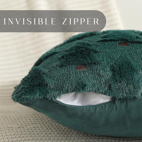Allorry Christmas Pillow Covers 22x22 inch Set of 2 Christmas Decorations Soft Plush Faux Fur Wool Green Christmas Tree Throw Pillow Cases Winter Holiday Decor for Sofa Living Room PT002A22 - Image 2